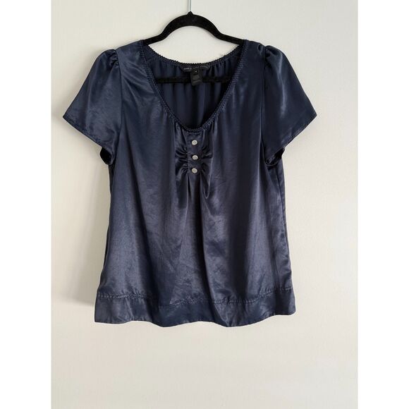 Marc Jacobs Navy Silky Polyester Blend Top - Navy - Size 12 - EUC - Picture 1 of 6
